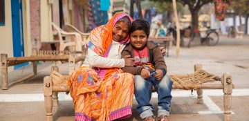 Laxmi and hetr grandson in a leprosy colony in India                