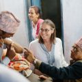 Liesbeth Miedras and leprosy doctor from NLR checking a person affected by leprosy in Nepal        