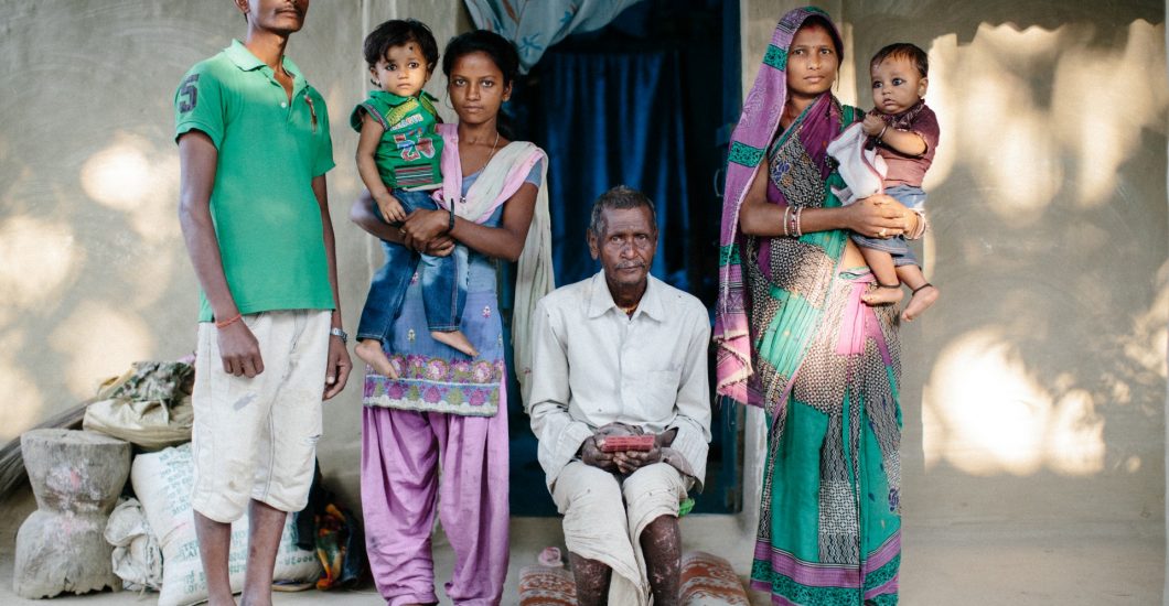 The familie of Rameswor, a person affected by leprosy