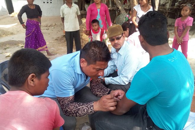 Labhi Shakya working in screening program in the community