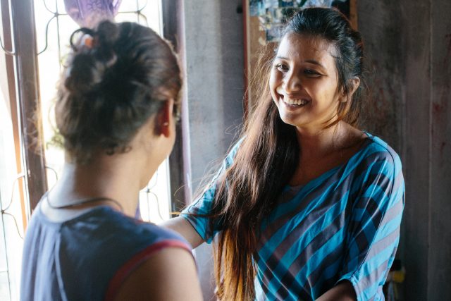 NLR Field coordinator Srijana Adhikari treating a person affected by leprosy in Nepal